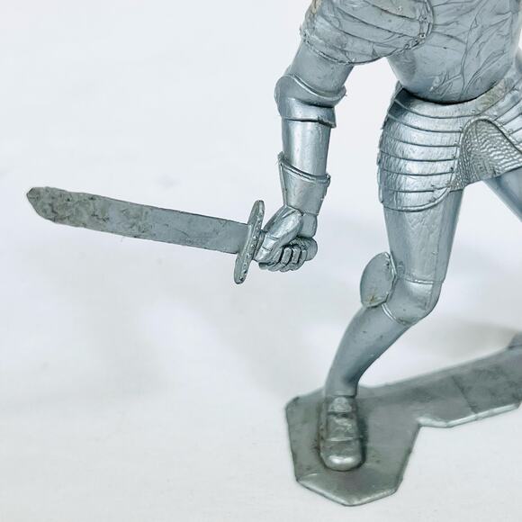 Vintage Louis Marx & Co. Medieval Knight 6” Silver Toy Soldier 1964 - Picture 4 of 15